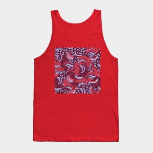 Coral and Light Blue Palms and Bananas Tank Top